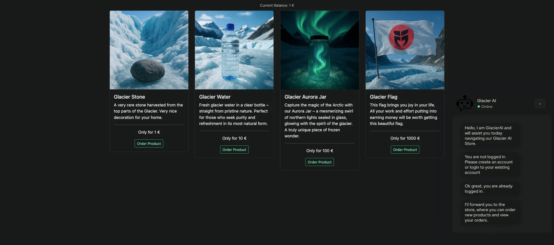 Glacier AI Store Homepage